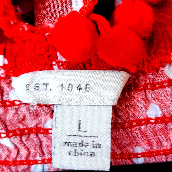 EST Polka Dot Top, Size L, Red and White - Picture 6 of 6
